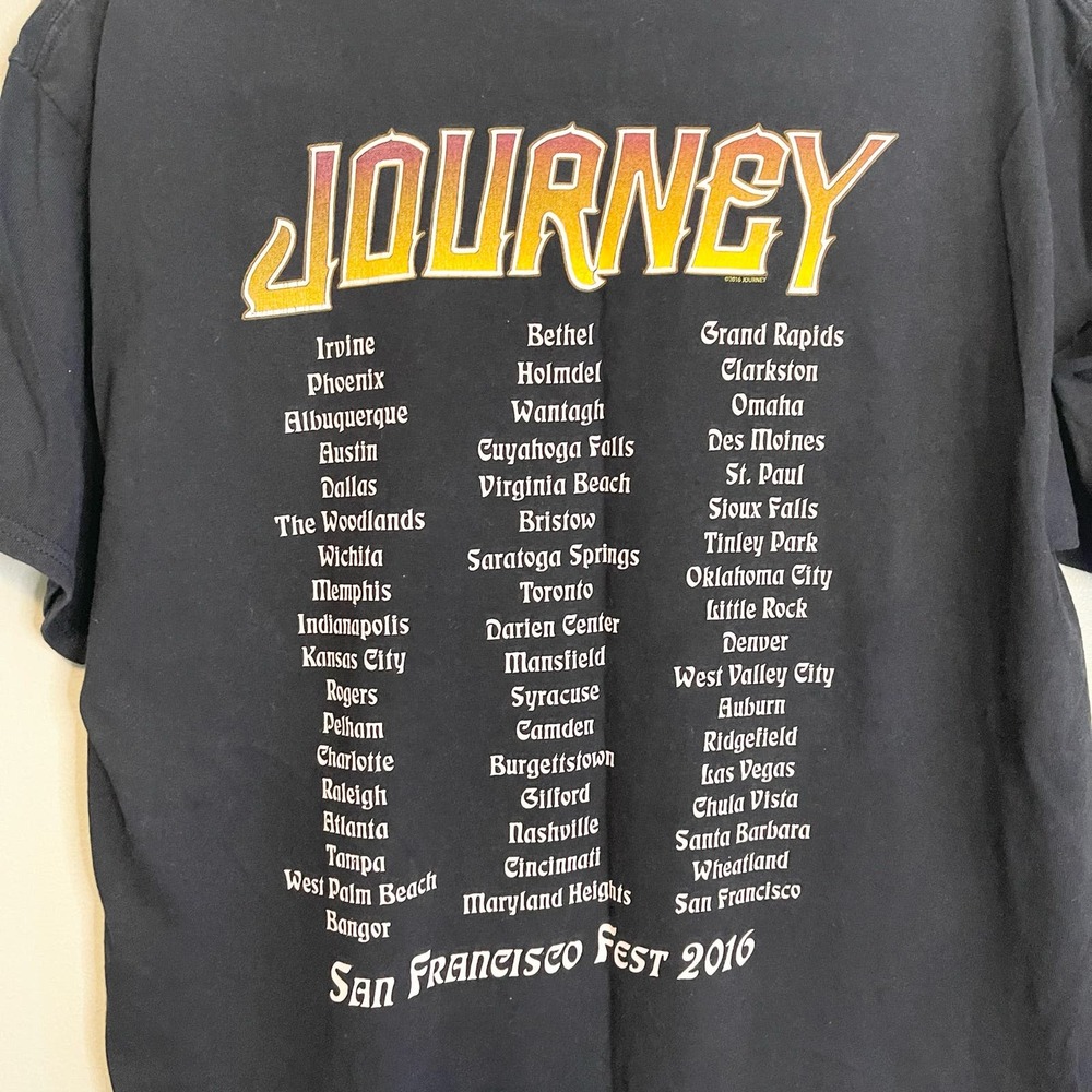Journey Band 2016 Fest Tour Short Sleeve Crew Graphic Black T-Shirt Size Large - Picture 8 of 13